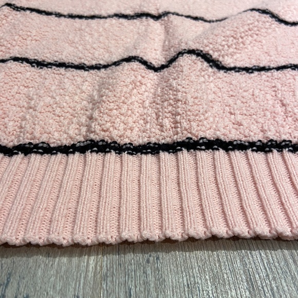 Vintage Turtle Bay Pink Black Striped Crew Neck Short Sleeve Sleeveless Sweater - Picture 9 of 13
